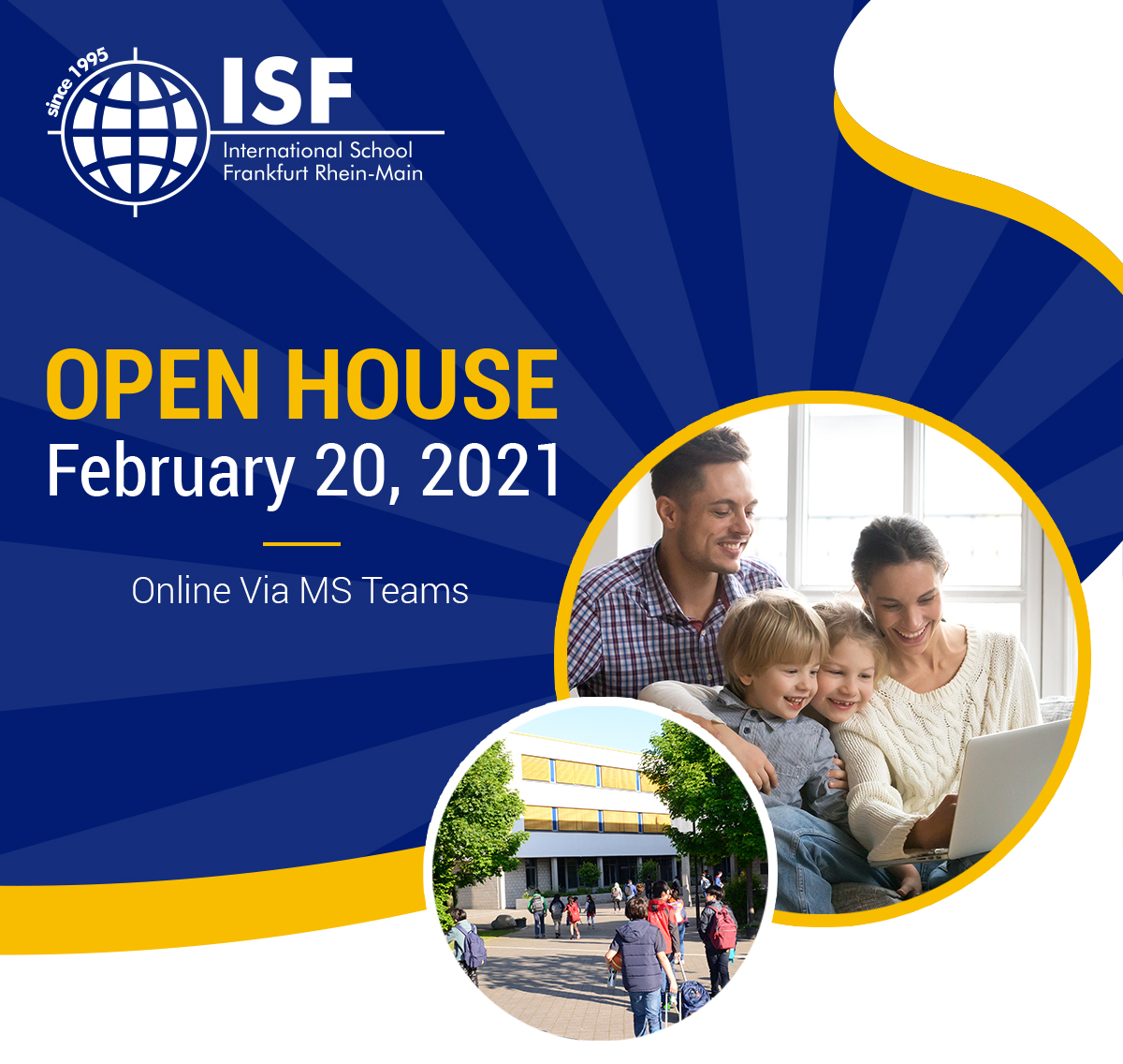 ISF Open House Banner - February 20, 2021 - Online Via MS Teams